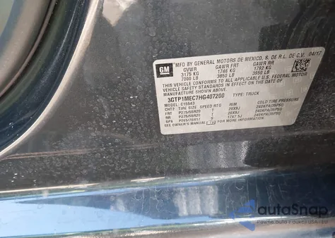 2017 GMC Sierra 1500 Sle from USA, damaged, VIN 3GTP1MEC7HG407200